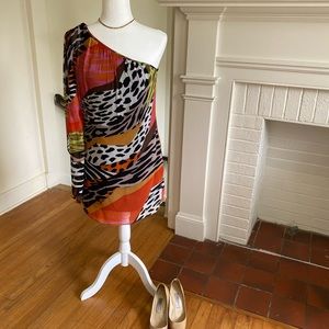 Trina Turk one shoulder animal print dress
